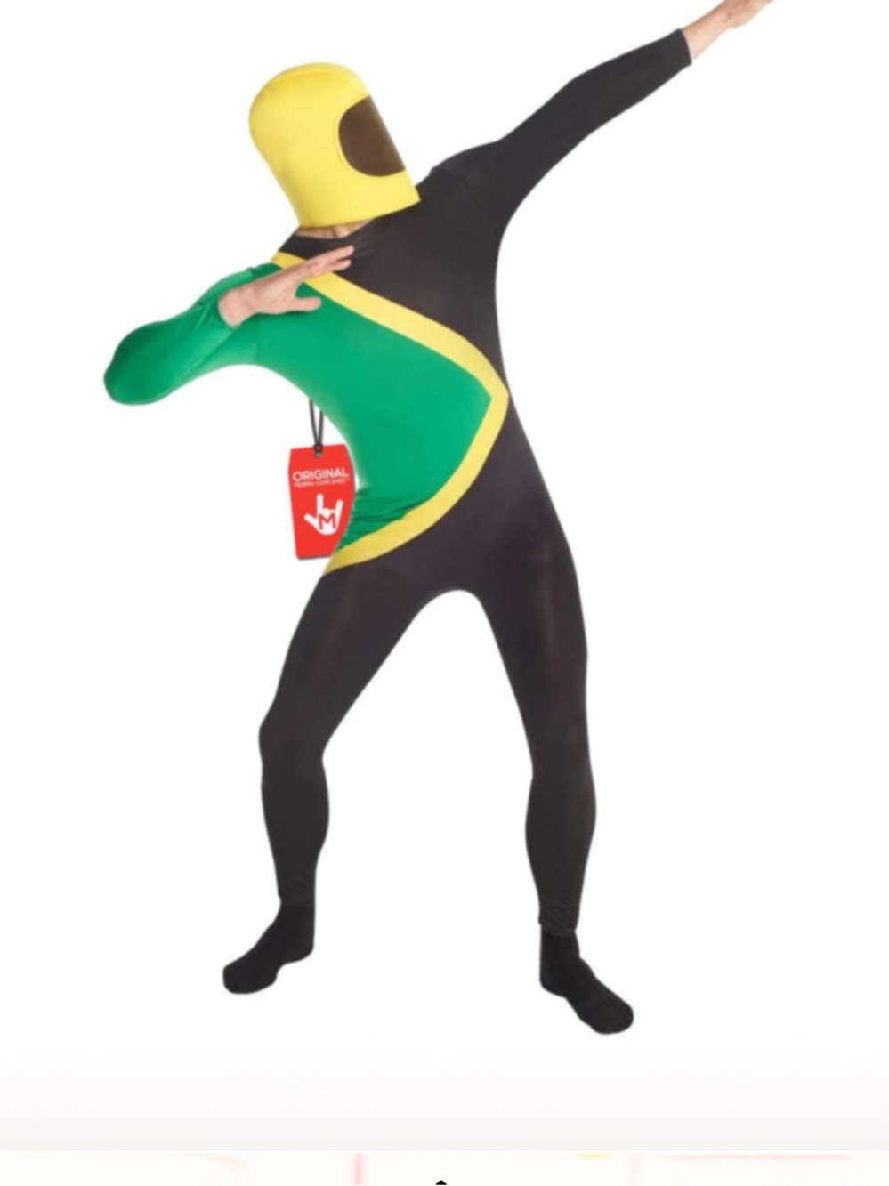 Morphe Men Jamaican Bobsleigh Full-Body Costume in Black, Green Yellow XL